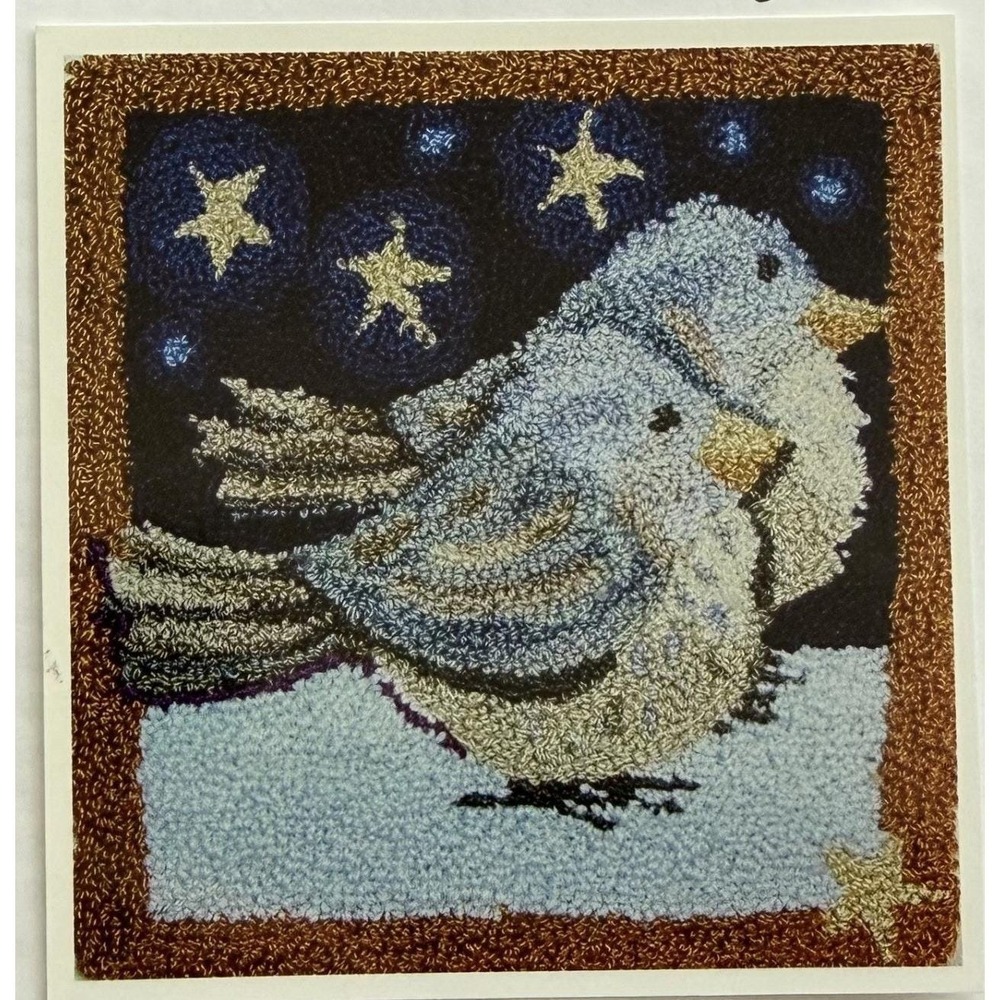 Punch Needle Embroidery Pre-Printed Fabric Pattern BIRDS By Kim Churbuck